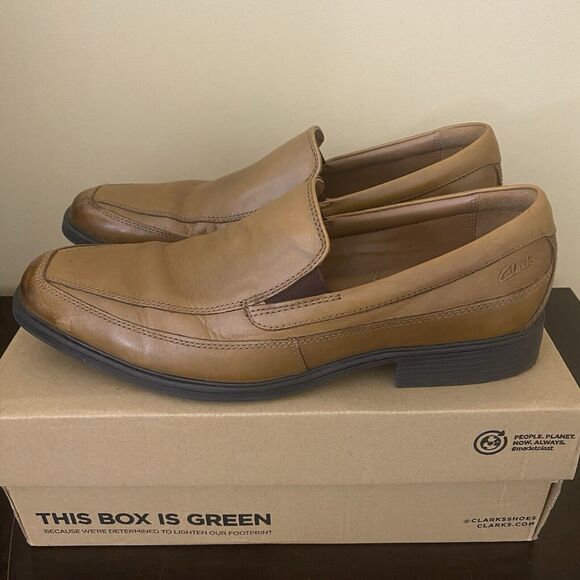 Clarks Men's Tilden Free 9 Dark Tan Leather - Picture 1 of 7